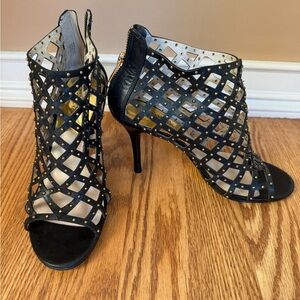 Michael Kors Black and Gold Caged Heels